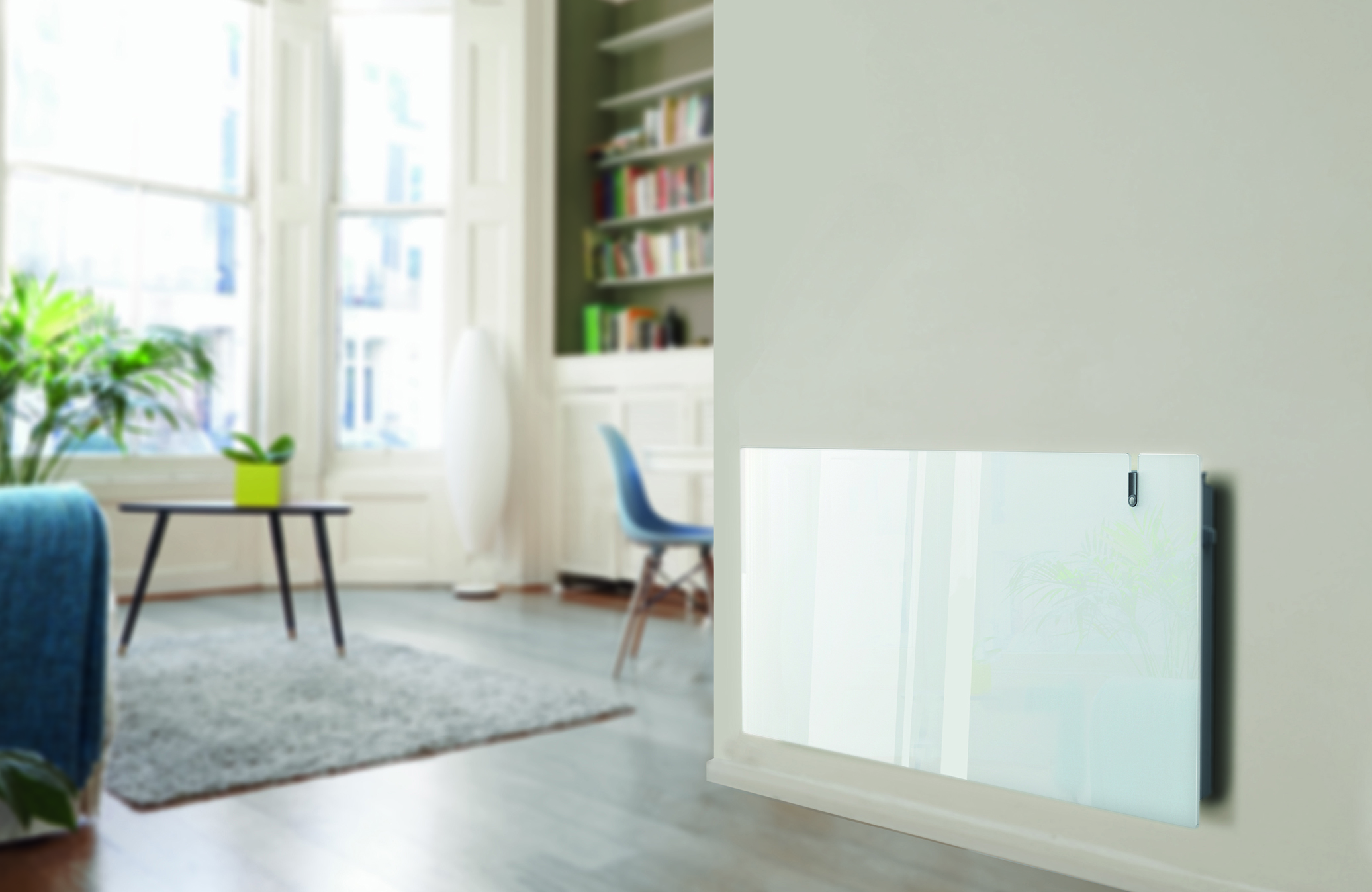 DRL Erea WiFi paneelradiator in leefruimte