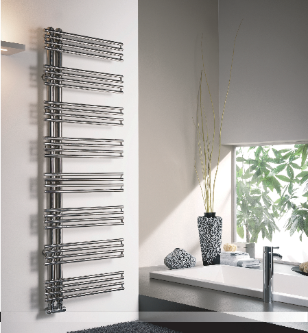 DRL Kelly chromen handdoekradiator met gebogen buizen