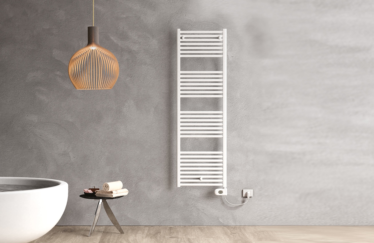 DRL Lisa witte badkamerradiator met snoer